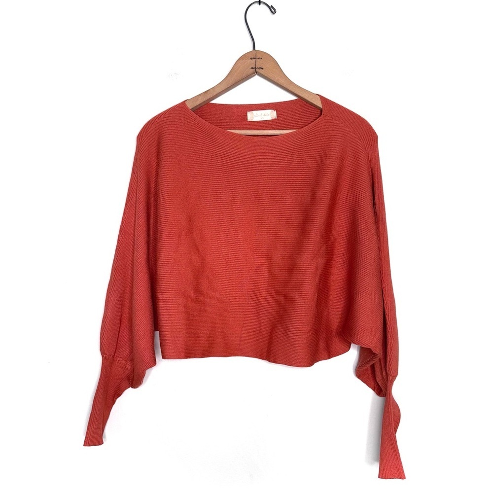Altard State Orange Ribbed Batwing Crop Sweater Size XS